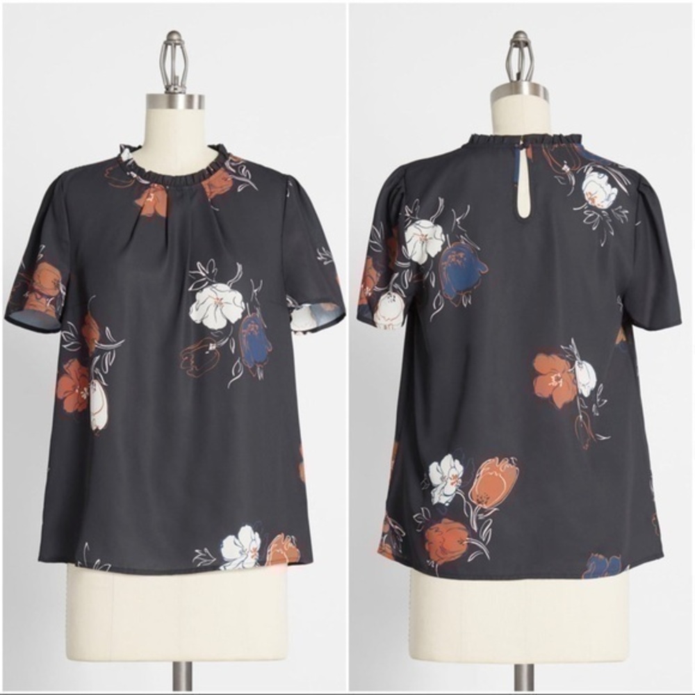 ModCloth Fancied Flair Cap Sleeve Blouse